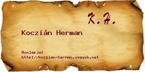 Koczián Herman névjegykártya